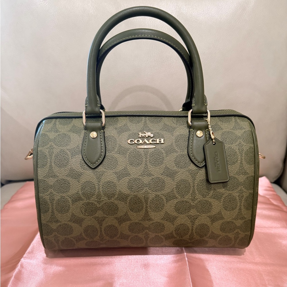 Coach Rowan Satchel Bag In Signature Canvas - Olive